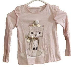 isaac mizrahi 4T girls long sleeve blouse pink with sequined fox